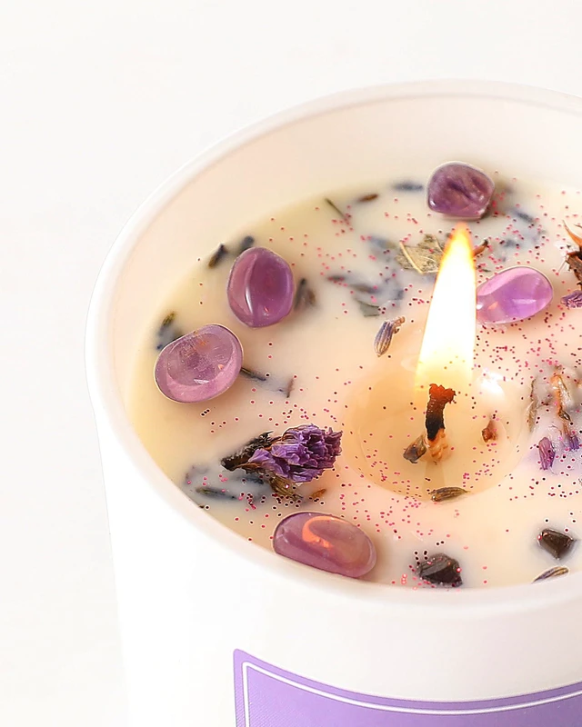 Alt view image 3 of 7 - Lavender Scented Candles for Women - Aromatherapy Candle with Crystals Inside, 7oz Soy Candles for Home Scented, Birthday Gifts Mothers Day Candle for Women Mom