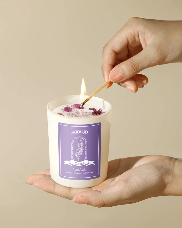 Alt view image 5 of 7 - Lavender Scented Candles for Women - Aromatherapy Candle with Crystals Inside, 7oz Soy Candles for Home Scented, Birthday Gifts Mothers Day Candle for Women Mom