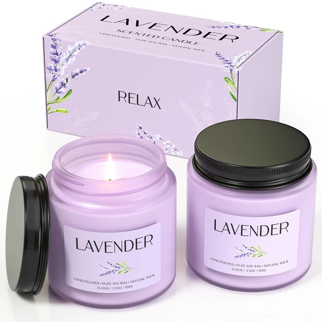 Main image of Lavender Candle, Soy Candles for Women, Soy Candles for Home Scented, 2 Pack Aromatherapy Candle Gift Set for Relaxing, Stress Relief & Home Decor