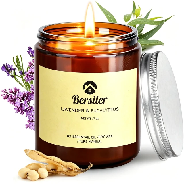 Main image of Scented Candles, Lavender Eucalyptus Candles, Non Toxic Soy Candle | Stress Relief and Relax Aromatherapy Candle for Home Bathroom, Candles Gift for Women Birthday Christmas, 7oz