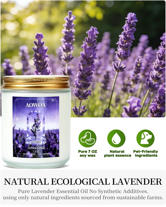 Alt view image 2 of 7 - Lavender Scented Candles for Women -Aromatherapy Candle for Home | Natural Soy Candles for Home, Long Lasting Non-Toxic Clean Burning, Mom Birthday Candles Valentines Day Gifts