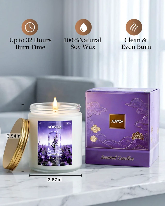 Alt view image 3 of 7 - Lavender Scented Candles for Women -Aromatherapy Candle for Home | Natural Soy Candles for Home, Long Lasting Non-Toxic Clean Burning, Mom Birthday Candles Valentines Day Gifts