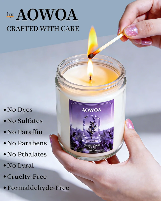 Alt view image 6 of 7 - Lavender Scented Candles for Women -Aromatherapy Candle for Home | Natural Soy Candles for Home, Long Lasting Non-Toxic Clean Burning, Mom Birthday Candles Valentines Day Gifts