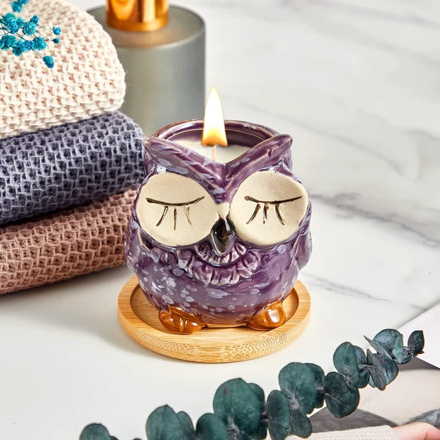 Alt view image 2 of 6 - Scented Candles Gifts for Ladies, Birthday Presents for Women,Owl Gifts for Women Lavender Candle, Best Friend Unique Happy Birthday Bath Candle Set Gift Ideas with Marbling Gift Box