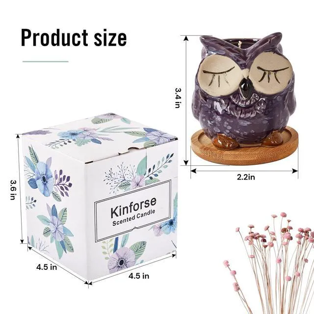 Alt view image 4 of 6 - Scented Candles Gifts for Ladies, Birthday Presents for Women,Owl Gifts for Women Lavender Candle, Best Friend Unique Happy Birthday Bath Candle Set Gift Ideas with Marbling Gift Box