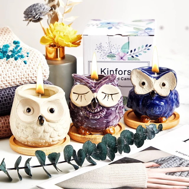 Alt view image 6 of 6 - Scented Candles Gifts for Ladies, Birthday Presents for Women,Owl Gifts for Women Lavender Candle, Best Friend Unique Happy Birthday Bath Candle Set Gift Ideas with Marbling Gift Box
