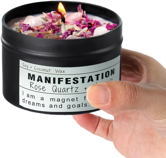 Main image of Crystal Soy Candles, Handmade Wishing Gifts, Wishing Law of Attraction, Moon Magic, Birthday Candle Gifts. (Manifestation)