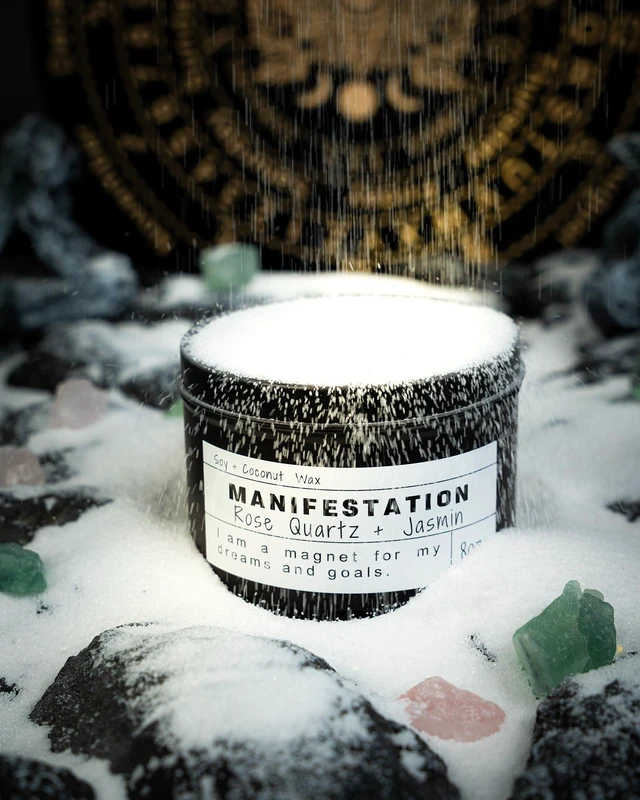 Alt view image 3 of 7 - Crystal Soy Candles, Handmade Wishing Gifts, Wishing Law of Attraction, Moon Magic, Birthday Candle Gifts. (Manifestation)