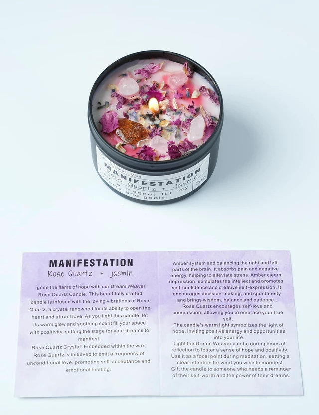 Alt view image 7 of 7 - Crystal Soy Candles, Handmade Wishing Gifts, Wishing Law of Attraction, Moon Magic, Birthday Candle Gifts. (Manifestation)