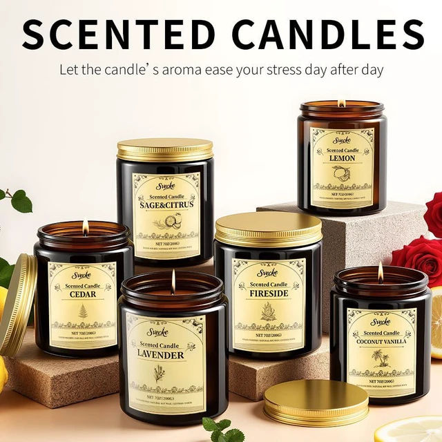 Alt view image 5 of 7 - Coconut Vanilla Scented Candles, 7oz Soy Wax Candle, Long Lasting Aromatherapy Jar Candle for Home, Scented Long Burning Candle Gift for Women and Men