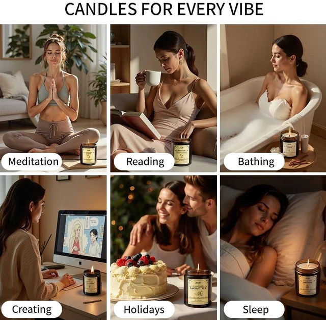 Alt view image 6 of 7 - Coconut Vanilla Scented Candles, 7oz Soy Wax Candle, Long Lasting Aromatherapy Jar Candle for Home, Scented Long Burning Candle Gift for Women and Men