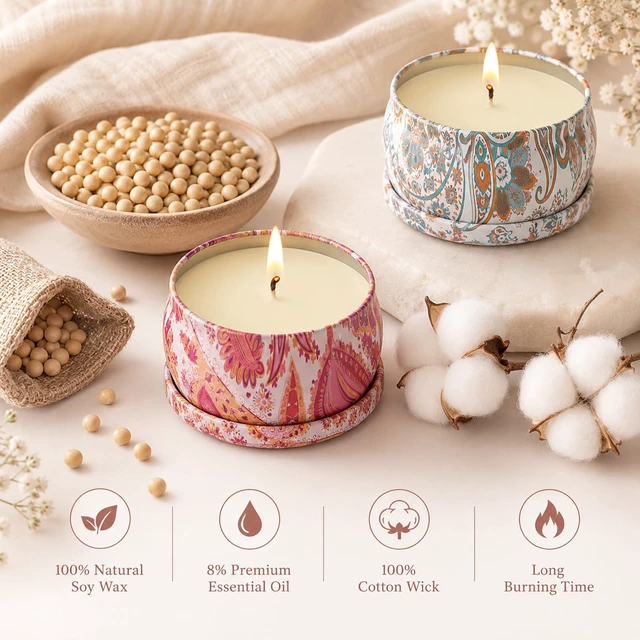 Alt view image 3 of 7 - Scented Candles Gifts Set for Women, 9 Pack Aromatherapy Candles Pack Soy Wax Include Lavender, Jasmine and Vanilla Scented for Wedding, Bridesmaid, Birthday, Valentine's, Mother's Day, Bath, Yoga