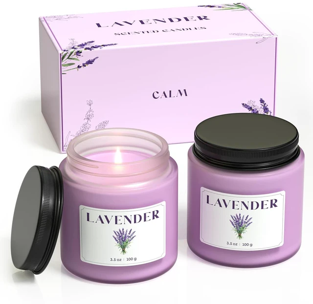 Main image of Lavender Candle, Scented Candles Gift Set, Stress Relief Candles for Home, Premium Soy Candle Set, Candles for Women and Men (Purple, 7 oz)