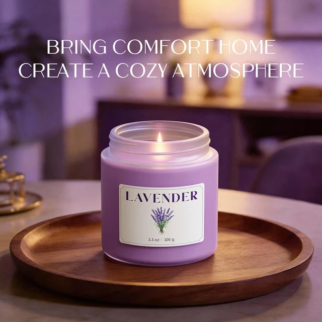 Alt view image 5 of 6 - Lavender Candle, Scented Candles Gift Set, Stress Relief Candles for Home, Premium Soy Candle Set, Candles for Women and Men (Purple, 7 oz)