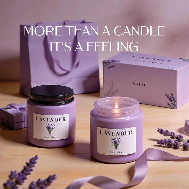 Alt view image 6 of 6 - Lavender Candle, Scented Candles Gift Set, Stress Relief Candles for Home, Premium Soy Candle Set, Candles for Women and Men (Purple, 7 oz)