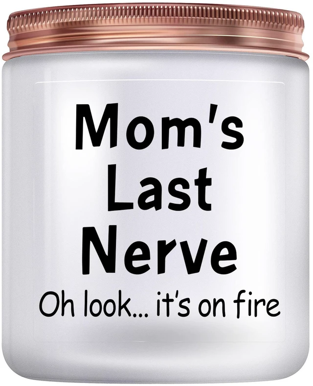 Main image of Gifts for Mom from Daughter Son, Mom's Last Nerve Candle, Lavender Scented | Funny Birthday Gifts for Mom Mother Mommy Mama, Christmas Gift for Mom, Mothers Day Gift Moms, 7oz Soy Wax Candle