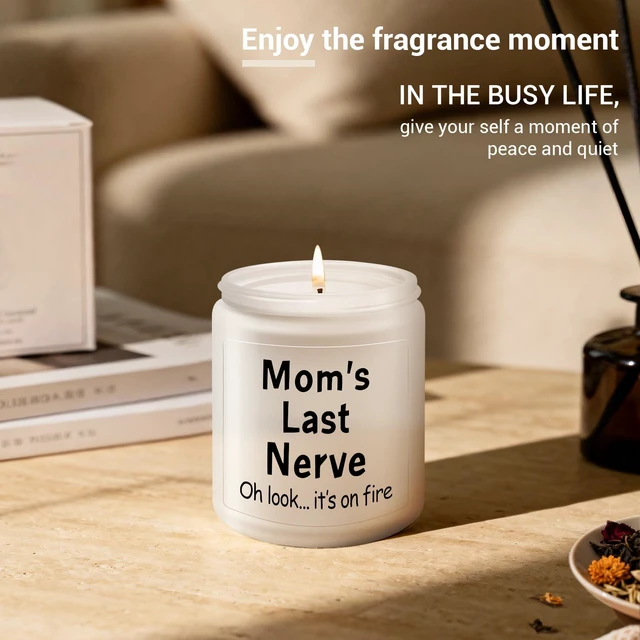 Alt view image 2 of 7 - Gifts for Mom from Daughter Son, Mom's Last Nerve Candle, Lavender Scented | Funny Birthday Gifts for Mom Mother Mommy Mama, Christmas Gift for Mom, Mothers Day Gift Moms, 7oz Soy Wax Candle