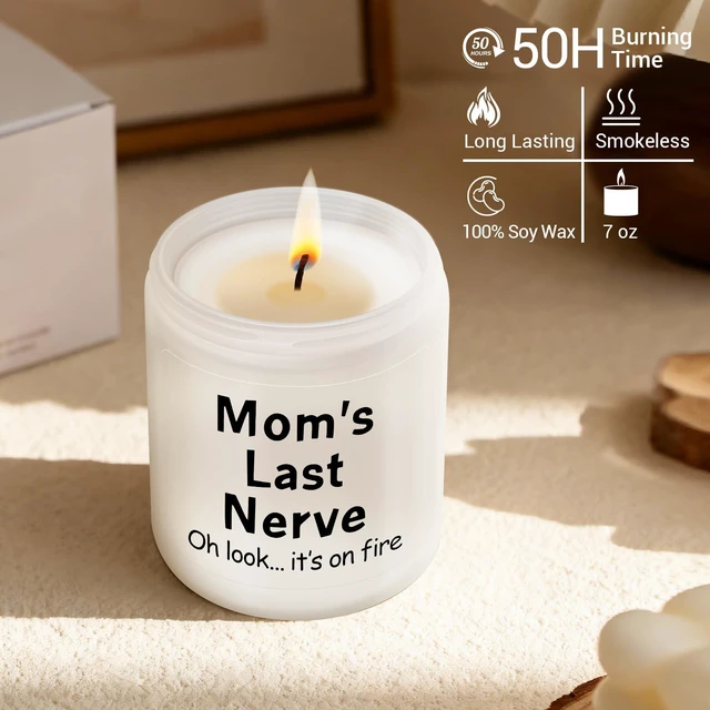 Alt view image 3 of 7 - Gifts for Mom from Daughter Son, Mom's Last Nerve Candle, Lavender Scented | Funny Birthday Gifts for Mom Mother Mommy Mama, Christmas Gift for Mom, Mothers Day Gift Moms, 7oz Soy Wax Candle