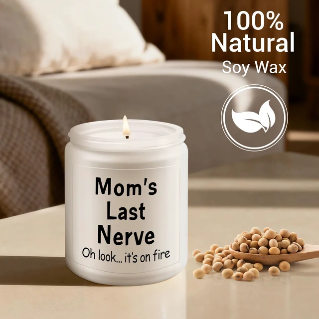 Alt view image 5 of 7 - Gifts for Mom from Daughter Son, Mom's Last Nerve Candle, Lavender Scented | Funny Birthday Gifts for Mom Mother Mommy Mama, Christmas Gift for Mom, Mothers Day Gift Moms, 7oz Soy Wax Candle