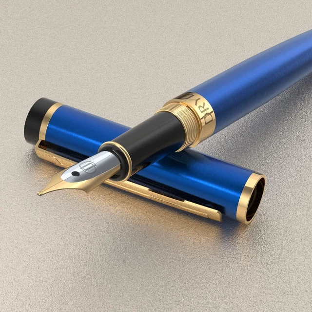 Alt view image 3 of 7 - Fountain Pen Medium Nib Gift Pouch - with 24 Ink Cartridges - MCM (Blue)