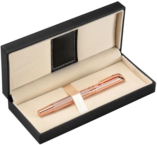 Main image of Rollerball Pen Liquid Ink Pens for Women Luxury Box Gel Pen Black Ink Fancy Pen Refillable for Executive, Office, Professional, Birthday Gift G5 (Rose Gold)
