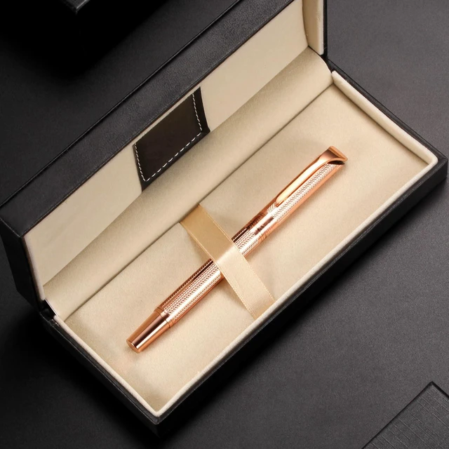 Alt view image 3 of 7 - Rollerball Pen Liquid Ink Pens for Women Luxury Box Gel Pen Black Ink Fancy Pen Refillable for Executive, Office, Professional, Birthday Gift G5 (Rose Gold)