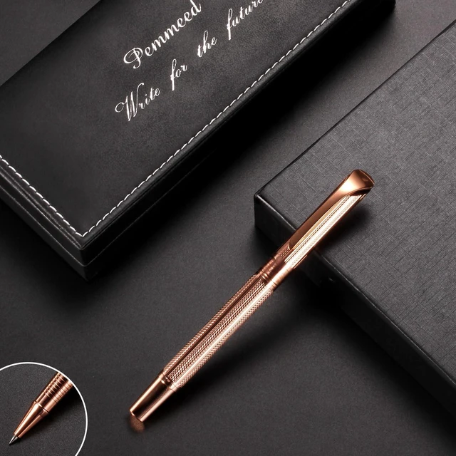Alt view image 4 of 7 - Rollerball Pen Liquid Ink Pens for Women Luxury Box Gel Pen Black Ink Fancy Pen Refillable for Executive, Office, Professional, Birthday Gift G5 (Rose Gold)