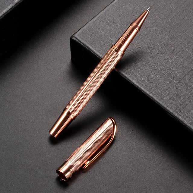 Alt view image 6 of 7 - Rollerball Pen Liquid Ink Pens for Women Luxury Box Gel Pen Black Ink Fancy Pen Refillable for Executive, Office, Professional, Birthday Gift G5 (Rose Gold)