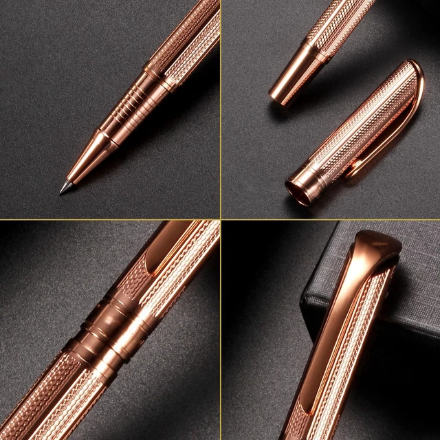 Alt view image 7 of 7 - Rollerball Pen Liquid Ink Pens for Women Luxury Box Gel Pen Black Ink Fancy Pen Refillable for Executive, Office, Professional, Birthday Gift G5 (Rose Gold)