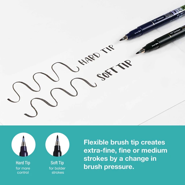 Alt view image 3 of 7 - 62038 Fudenosuke Brush Pen, 2-Pack. Soft and Hard Tip Fudenosuke Brush Pens for Calligraphy and Art Drawings