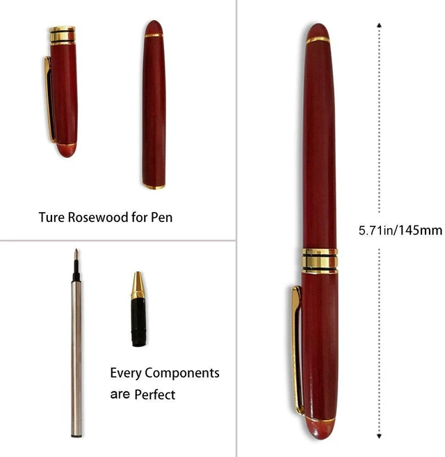 Alt view image 6 of 7 - 3 Pcs Wooden Pens Set with Gift Case/Best Writing Fountain Fancy Ballpoint Pen and Luxury Gel Pen with Ink Refills, Promotional Business Designer Pens
