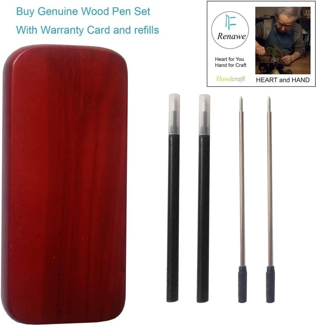 Alt view image 7 of 7 - 3 Pcs Wooden Pens Set with Gift Case/Best Writing Fountain Fancy Ballpoint Pen and Luxury Gel Pen with Ink Refills, Promotional Business Designer Pens