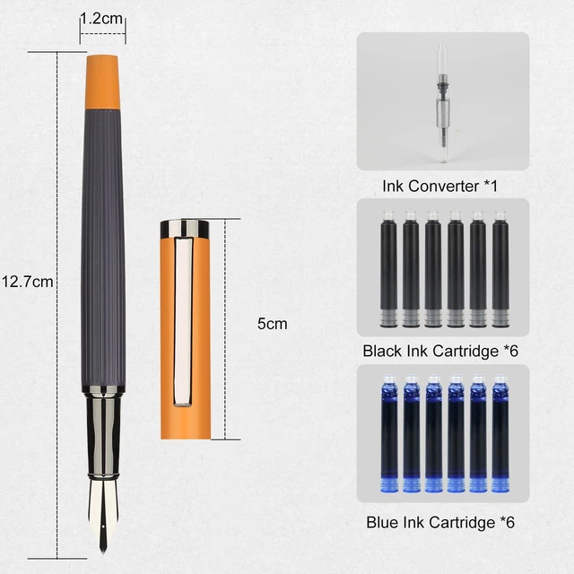 Alt view image 2 of 7 - Fountain Pen Set Fine Nib with 12 Ink Cartridges and Ink Refill Converter, Pen Gift Set for Writing Journaling Calligraphy MU-12