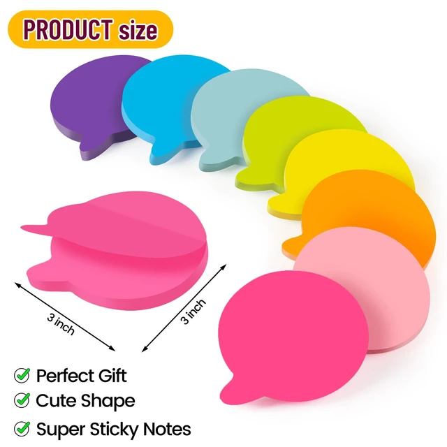 Alt view image 2 of 7 - Bubble Sticky Notes 3x3 in, 8 Bright Color Pads, Super Nice Gift Choice | Strong Adhesive Post, Clean Removal, 82 Sheets/pad