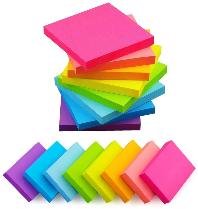 Main image of Sticky Notes 3x3 & 1.5x2 in, 16 Pads Total, 90 Sheets/Pad, 8 Bright Colors | Perfect for Offices, Schools, Home, Planners, and Daily Reminders