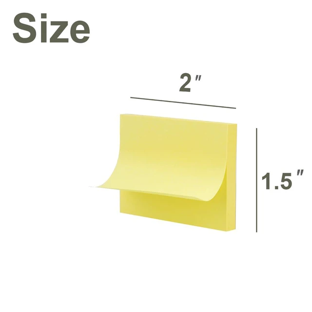 Alt view image 2 of 6 - (50 Pads) Sticky Notes 1.5x2, Yellow Sticky Pads, Self-Stick Pads, | Recyclable Easy to Post for Home, Office, Notebook