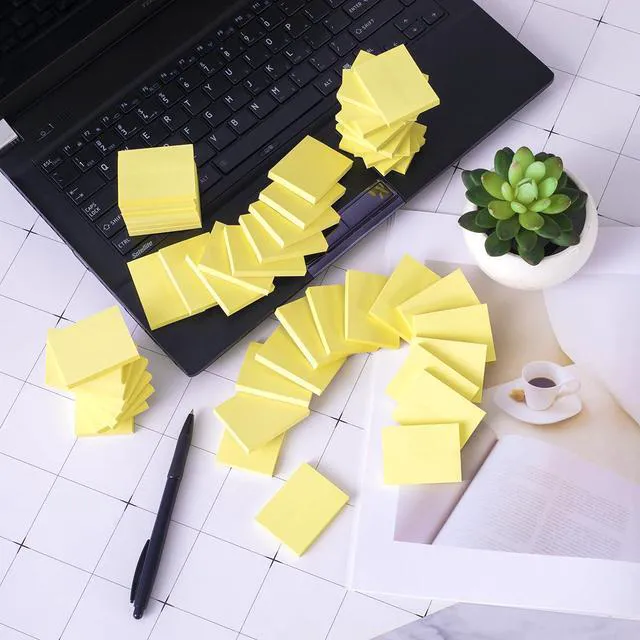 Alt view image 6 of 6 - (50 Pads) Sticky Notes 1.5x2, Yellow Sticky Pads, Self-Stick Pads, | Recyclable Easy to Post for Home, Office, Notebook