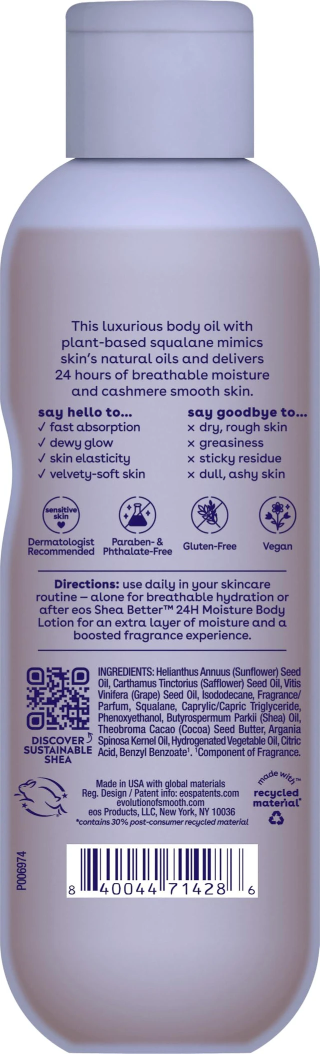 Alt view image 6 of 6 - Body Oil- Vanilla, Moisture, Plant-Based , 6 fl oz