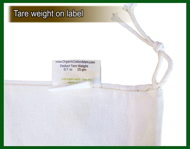 Alt view image 4 of 7 - Reusable Produce Bags Cotton Washable - Organic Cotton Vegetable Bags - Cloth Bag with Drawstring - Muslin Fabric Produce Bags - Bread Bag - Set of 6 (2 Large, 2 Medium, 2 Small)