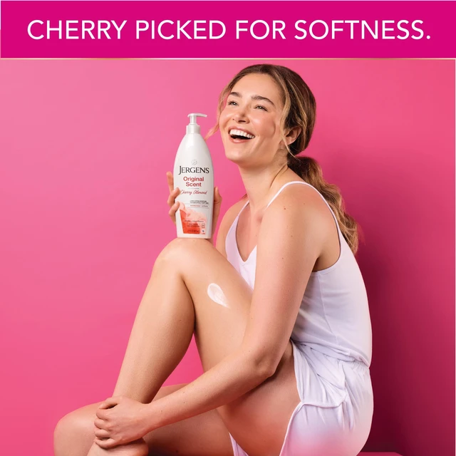 Alt view image 7 of 7 - Cherry Almond Hand & Body Lotion, Dry Skin, 32 fl oz | Fast-Absorbing Moisturizer, Vitamins E, C & B5, Softens Dry Skin, Dermatologist Tested, Cherry Almond Scent