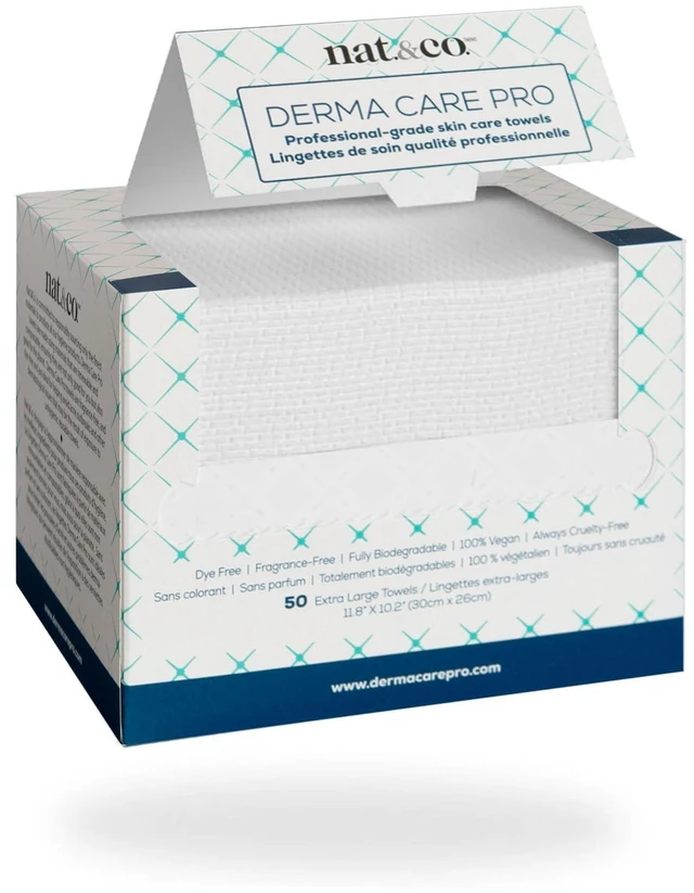 Main image of Derma Care Pro 100% USDA Biobased Material - Professional Grade Extra Large Face Towels - Bio-Based Towel, Makeup Remover Dry Wipes, Facial Wash Cloths for Sensitive and Clean Skin - 50 Count