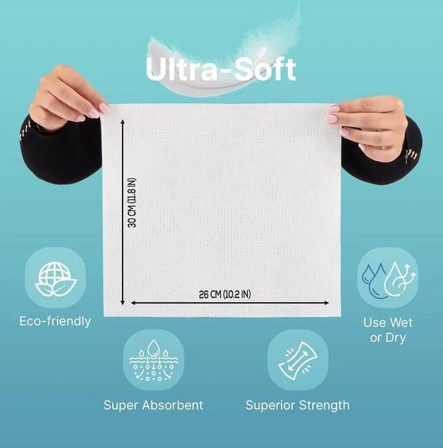 Alt view image 6 of 7 - Derma Care Pro 100% USDA Biobased Material - Professional Grade Extra Large Face Towels - Bio-Based Towel, Makeup Remover Dry Wipes, Facial Wash Cloths for Sensitive and Clean Skin - 50 Count