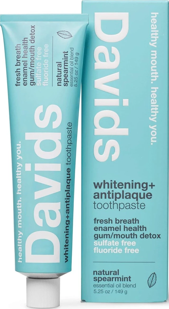 Main image of Fluoride Free Toothpaste Teeth Whitening SLS Free Spearmint 5.25oz | Antiplaque Protection, Promotes Enamel Health, Supports Mouth & Gum Detox, EWG Verified, Peppermint Toothpaste