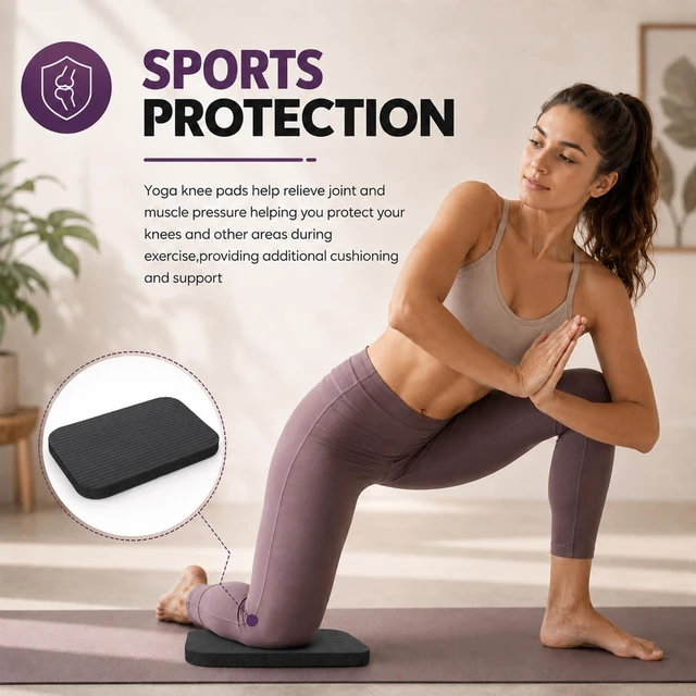 Alt view image 3 of 7 - Yoga Knee Pad Cushion, 11.4 x 7.5 x 0.6 Inch Thick Non-Slip Exercise Mat Mini Yoga Mat for Pilates Planks Kneeling Home Gym Gardening, Support Foam Pads for Knees Elbows Wrists (Black)