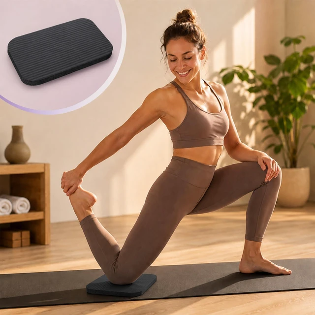 Alt view image 5 of 7 - Yoga Knee Pad Cushion, 11.4 x 7.5 x 0.6 Inch Thick Non-Slip Exercise Mat Mini Yoga Mat for Pilates Planks Kneeling Home Gym Gardening, Support Foam Pads for Knees Elbows Wrists (Black)
