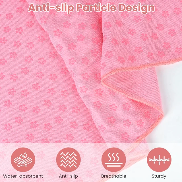 Alt view image 3 of 7 - Yoga Towel, Yoga Mat Towel with Grip Dots, Microfiber Yoga Blanket Towels, Soft & Breathable, with Quick Dry Towels and Mesh Carry Bag, for Bikram, Pilates and Workout, 24" x72", Pink