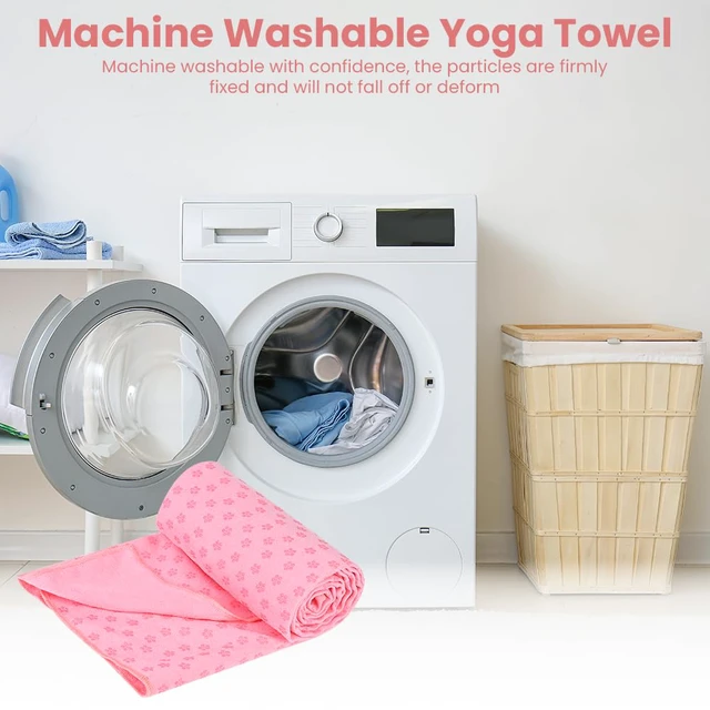 Alt view image 6 of 7 - Yoga Towel, Yoga Mat Towel with Grip Dots, Microfiber Yoga Blanket Towels, Soft & Breathable, with Quick Dry Towels and Mesh Carry Bag, for Bikram, Pilates and Workout, 24" x72", Pink