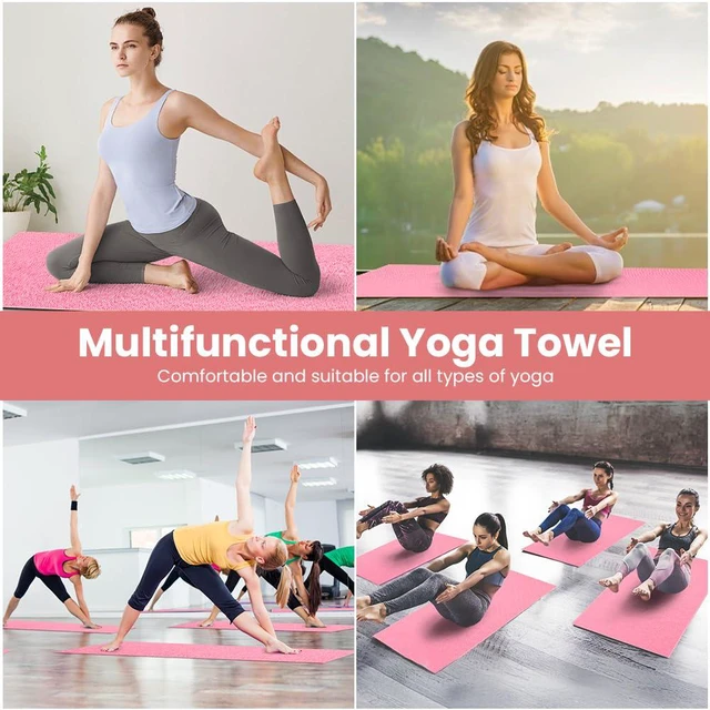 Alt view image 7 of 7 - Yoga Towel, Yoga Mat Towel with Grip Dots, Microfiber Yoga Blanket Towels, Soft & Breathable, with Quick Dry Towels and Mesh Carry Bag, for Bikram, Pilates and Workout, 24" x72", Pink