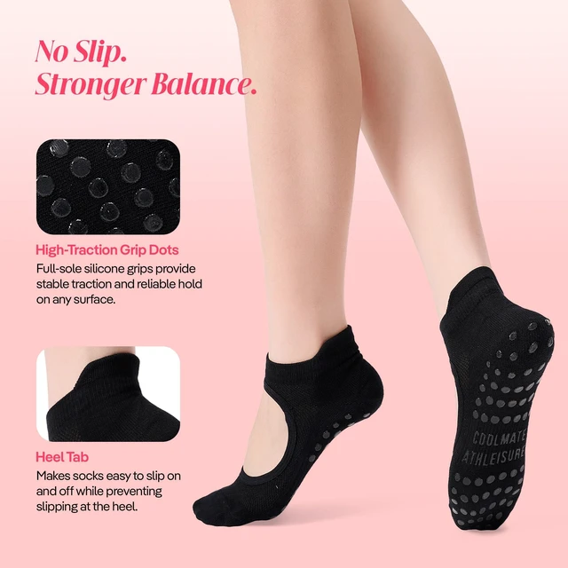 Alt view image 3 of 7 - CoolMate Yoga Socks with Grips for Women, Non Slip Pilates Socks | Cotton-polyester-elastane blend, arch support, silicone grip sole, closed-toe design,