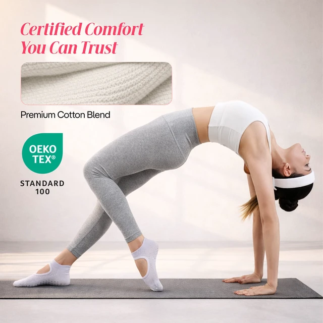 Alt view image 4 of 7 - CoolMate Yoga Socks with Grips for Women, Non Slip Pilates Socks | Cotton-polyester-elastane blend, arch support, silicone grip sole, closed-toe design,